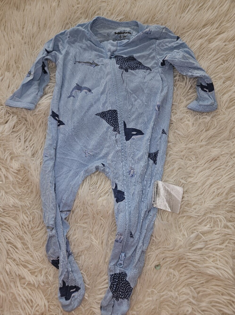 Bamboo sleeper sting ray dolphin print 0-3 months